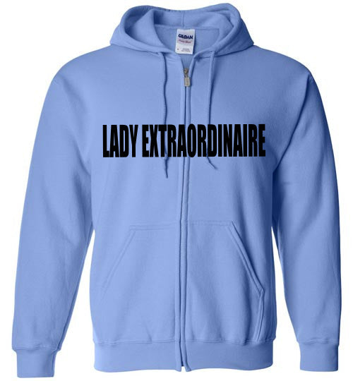 THE BLACK  PRINT LADY EXTRAORDINAIRE  ZIP HOODIE