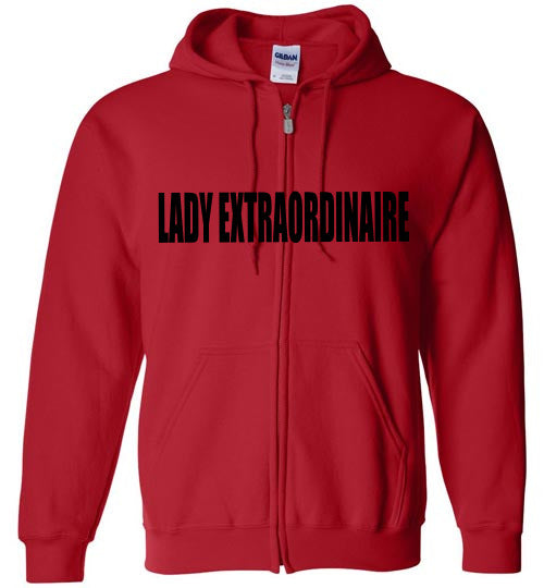 THE BLACK  PRINT LADY EXTRAORDINAIRE  ZIP HOODIE