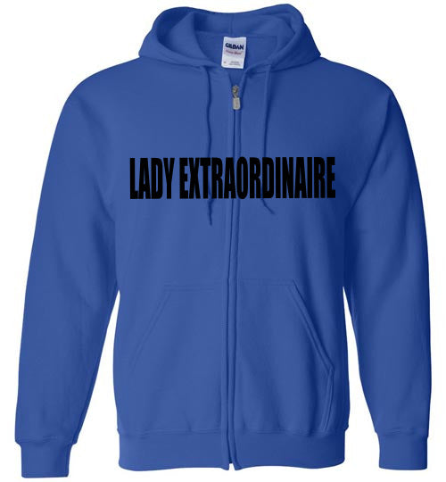 THE BLACK  PRINT LADY EXTRAORDINAIRE  ZIP HOODIE