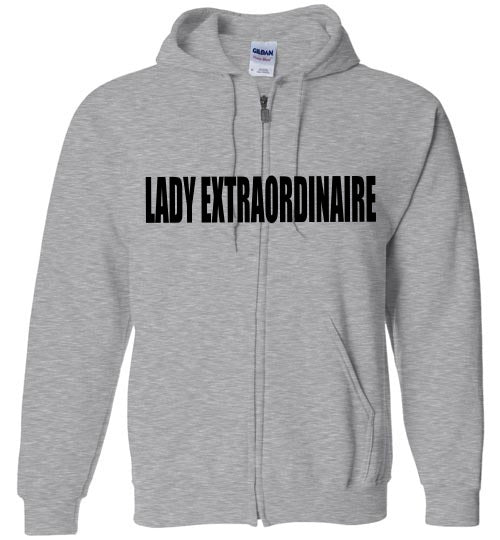 THE BLACK  PRINT LADY EXTRAORDINAIRE  ZIP HOODIE