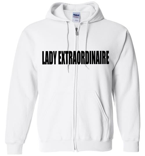 THE BLACK  PRINT LADY EXTRAORDINAIRE  ZIP HOODIE