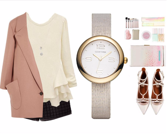 LADIES GEEKTHINK SIMPLE CASUAL LEATHER STRAP WRISTWATCH