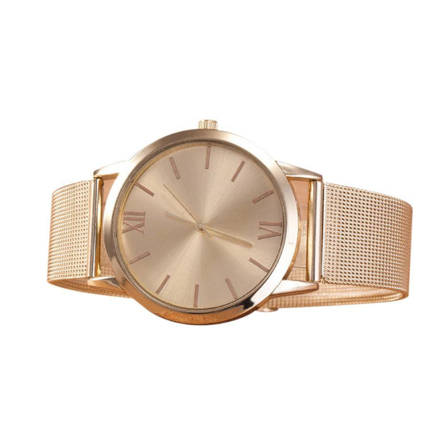 LADIES GOLD STAINLESS STEEL MESH BAND WRIST WATCH