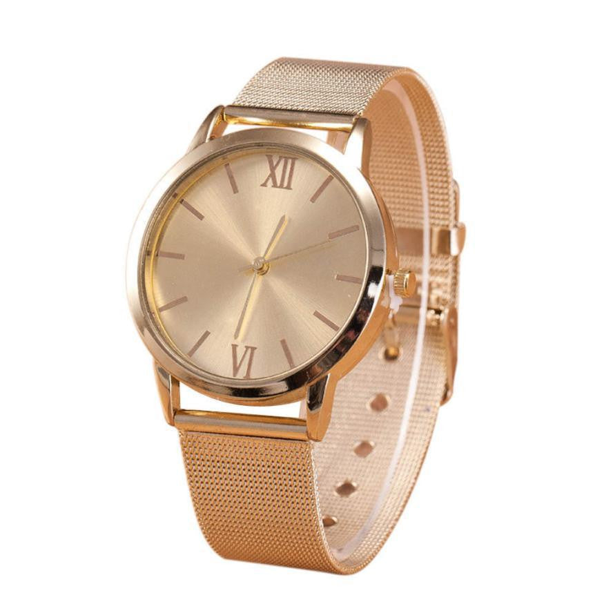 LADIES GOLD STAINLESS STEEL MESH BAND WRIST WATCH