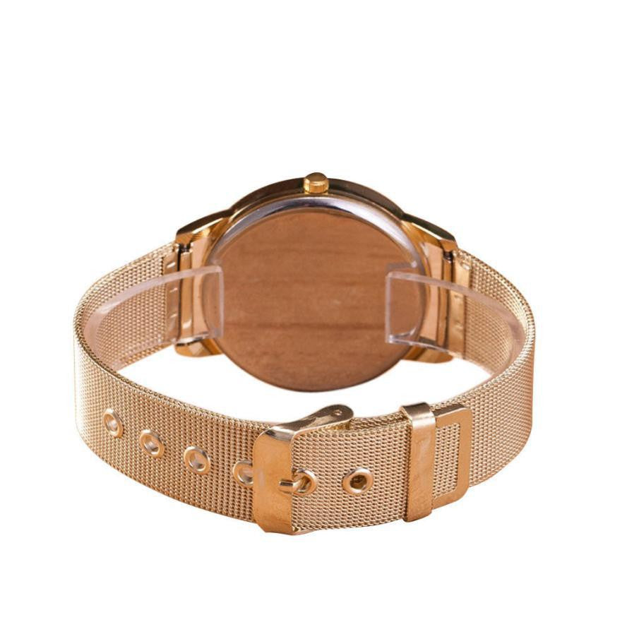 LADIES GOLD STAINLESS STEEL MESH BAND WRIST WATCH