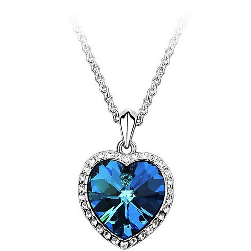 The Queen's Zircon Titanic Ocean Heart Silver Necklace