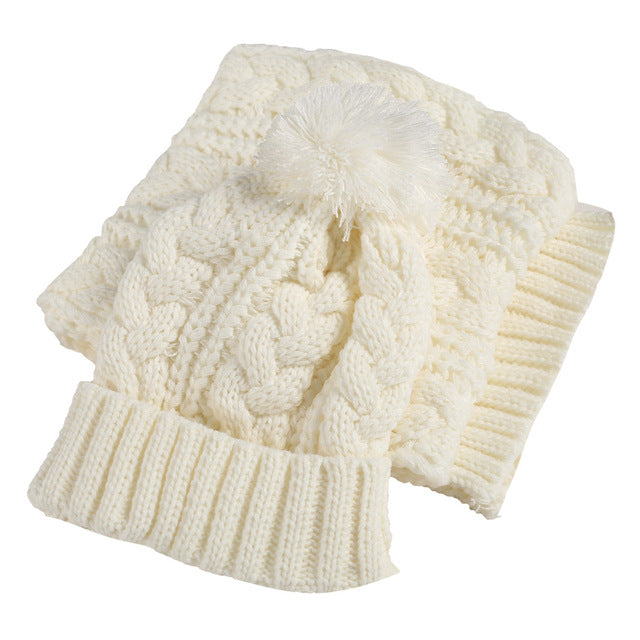 2 PCS SET WOMEN WINTER SCARF AND HAT