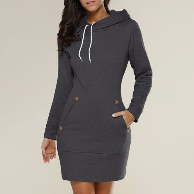 THE HOT ZANZEA WOMEN AUTUMN WINTER SWEATSHIRT HOODIE DRESS