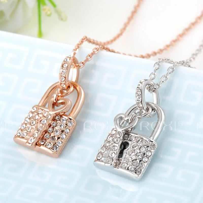 THE LOCK & KEY WHITE OR ROSE GOLD COLOR NECKLACES