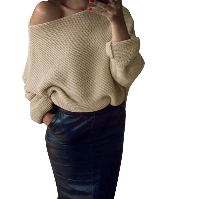 OFF SHOULDER WOMEN OVERSIZE BAGGY SHORT SWEATER