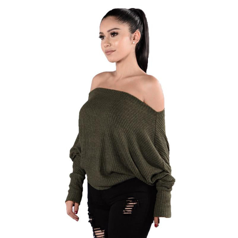 SEXY SHOULDERS LOOSE KNITTED SWEATERS
