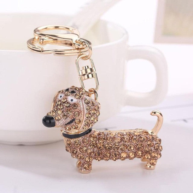 THE QUEEN'S DOG RHINESTONE TASSEL KEY CHAIN