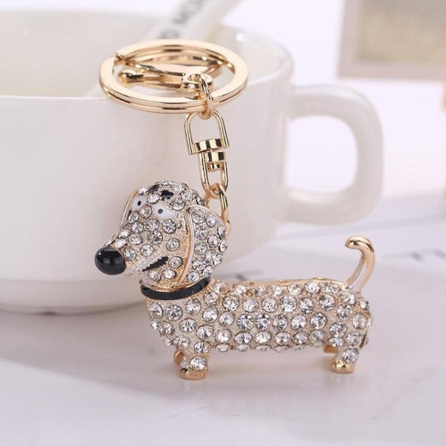 THE QUEEN'S DOG RHINESTONE TASSEL KEY CHAIN
