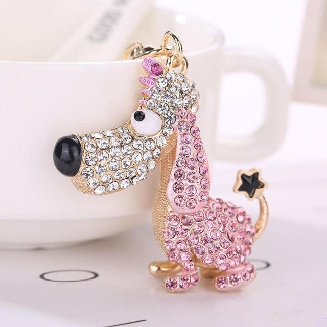 THE QUEEN'S DOG RHINESTONE TASSEL KEY CHAIN