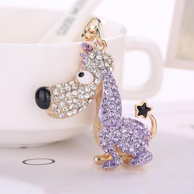 THE QUEEN'S DOG RHINESTONE TASSEL KEY CHAIN