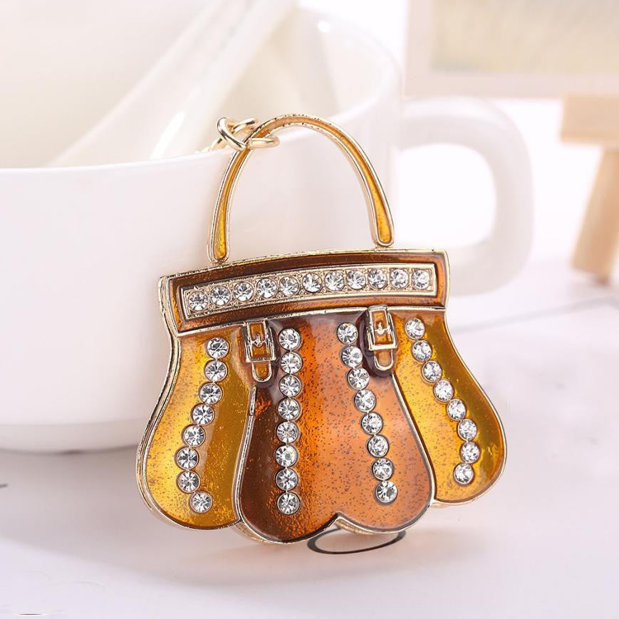 QUEEN'S HANDBAG RHINESTONE TASSEL KEY CHAIN