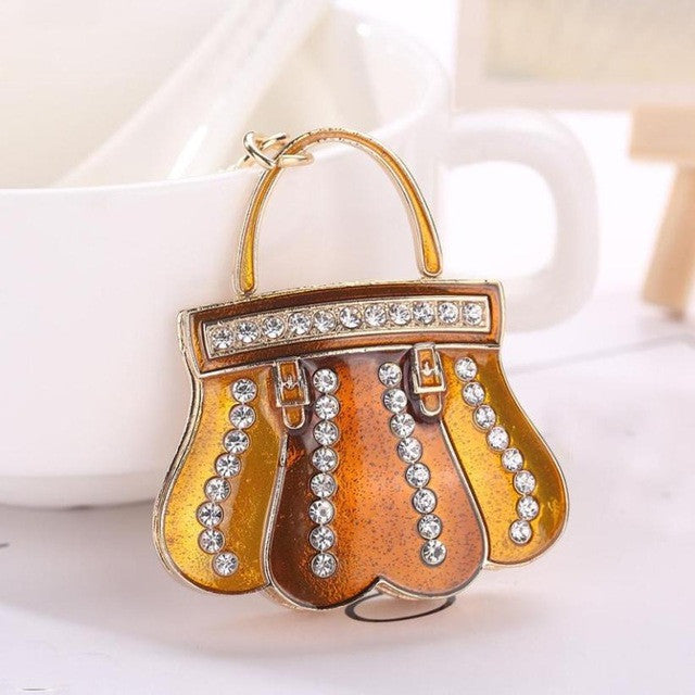 QUEEN'S HANDBAG RHINESTONE TASSEL KEY CHAIN