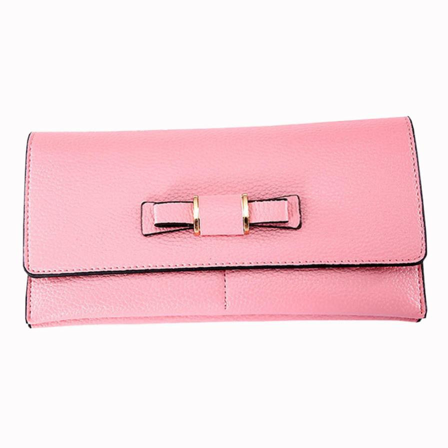 WOMEN BOW TIE ZIPPER FASHION WALLETS