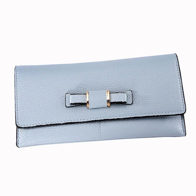WOMEN BOW TIE ZIPPER FASHION WALLETS