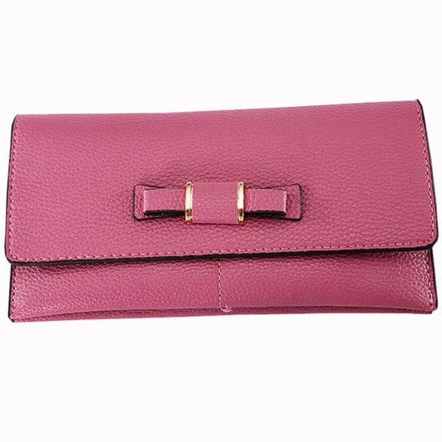 WOMEN BOW TIE ZIPPER FASHION WALLETS
