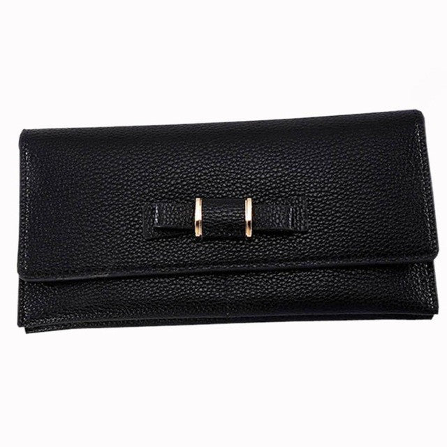 WOMEN BOW TIE ZIPPER FASHION WALLETS