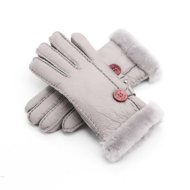 GENUINE LEATHER REAL FUR WOOL WINTER GLOOVES