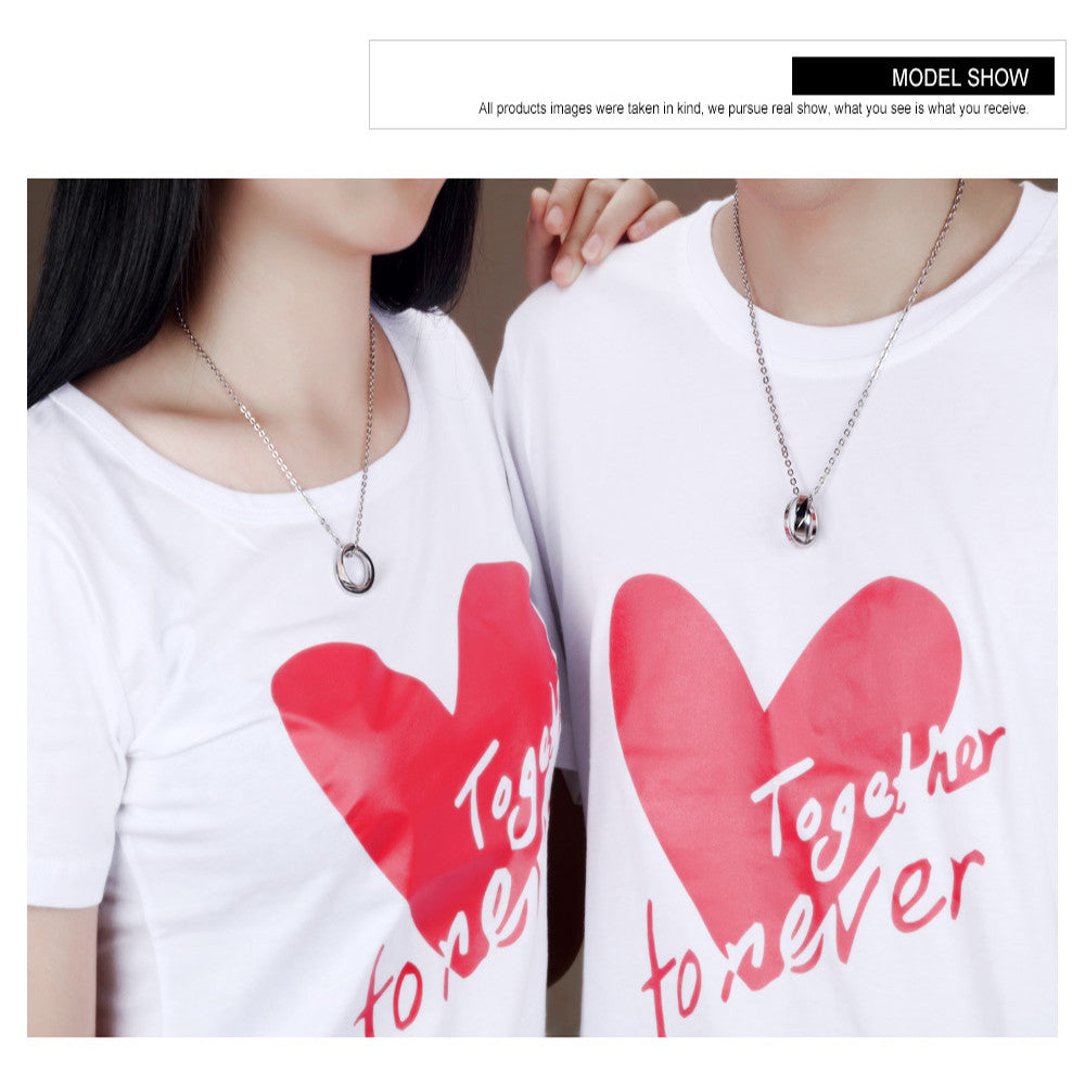 COUPLES STAINLESS STEEL LOVERS CHARM NECKLACES