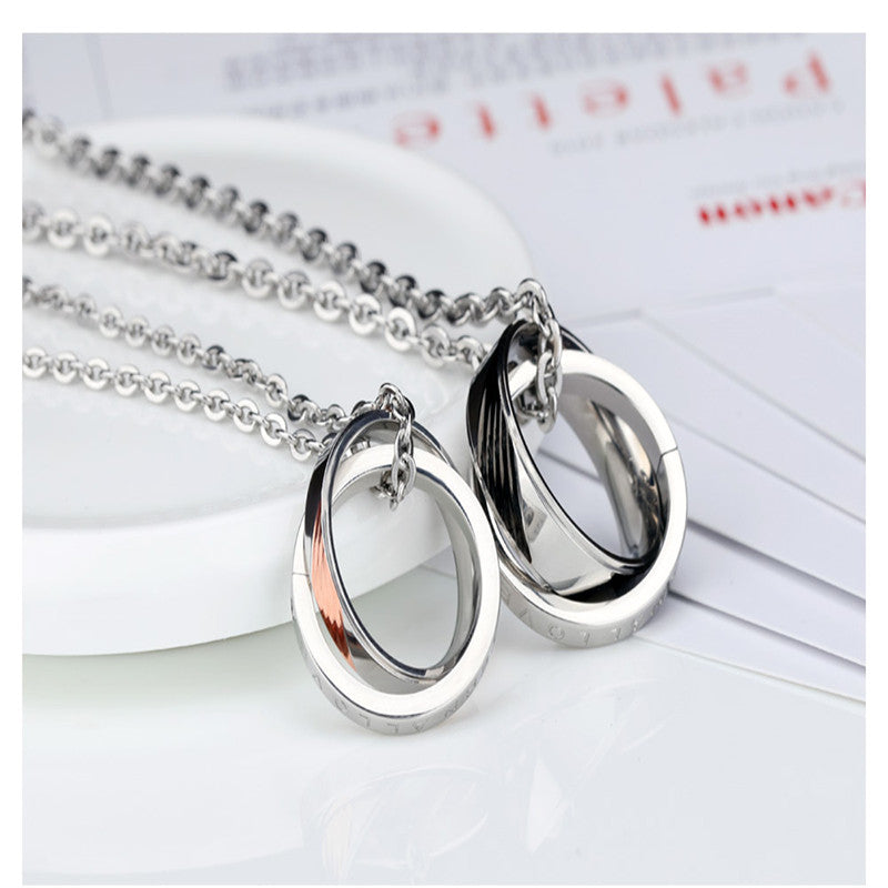 COUPLES STAINLESS STEEL LOVERS CHARM NECKLACES