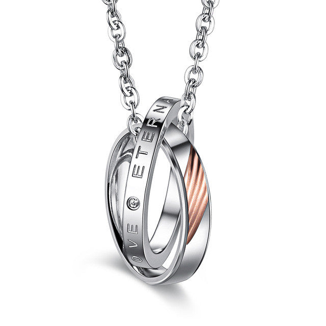 COUPLES STAINLESS STEEL LOVERS CHARM NECKLACES