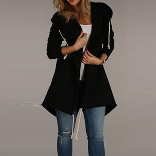 THE QUEEN'S AUTUMN CASUAL LONG CARDIGAN HOODIE JACKETS