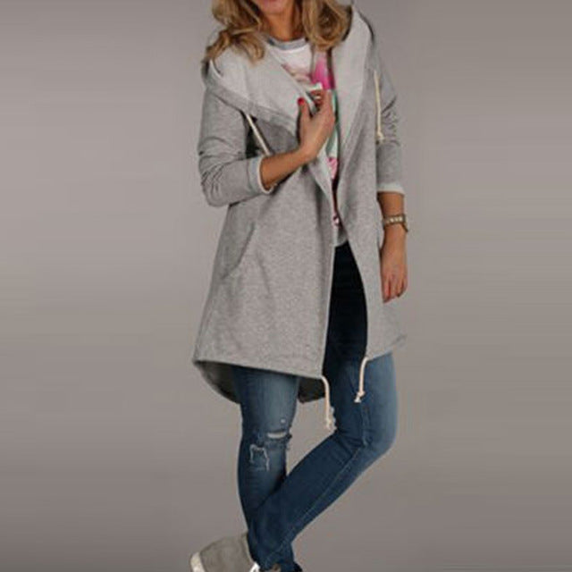 THE QUEEN'S AUTUMN CASUAL LONG CARDIGAN HOODIE JACKETS