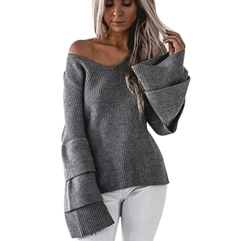 THE QUEEN'S AUTUMN/WINTER SEXY V NECK KNITTED SWEATER