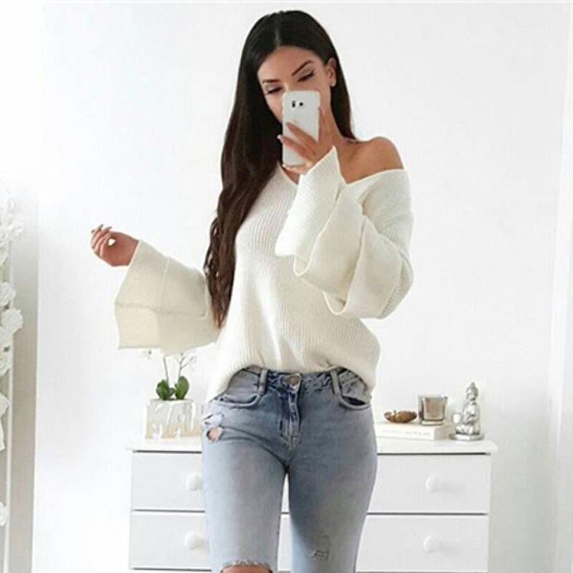 THE QUEEN'S AUTUMN/WINTER SEXY V NECK KNITTED SWEATER