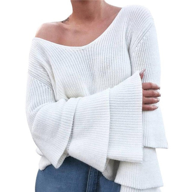 THE QUEEN'S AUTUMN/WINTER SEXY V NECK KNITTED SWEATER