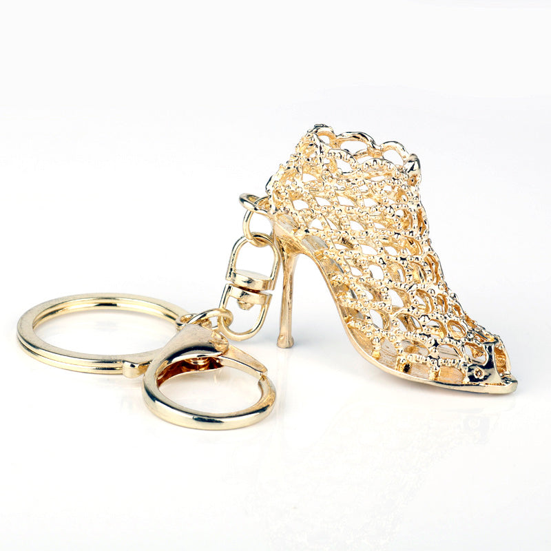 THE QUEEN'S SILVER OR GOLD METAL HIGH HEEL KEY CHAIN