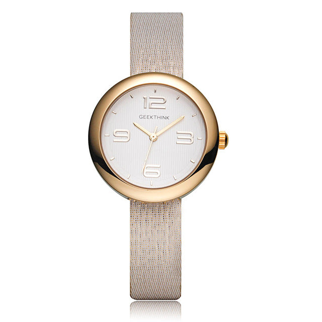 LADIES GEEKTHINK SIMPLE CASUAL LEATHER STRAP WRISTWATCH