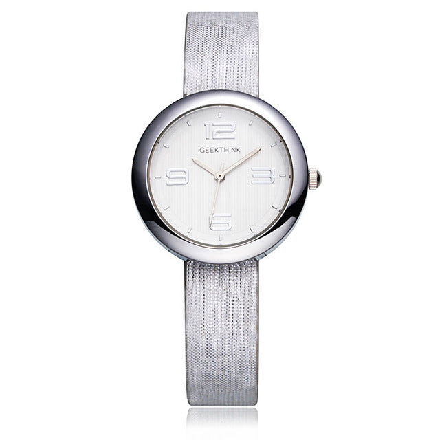 LADIES GEEKTHINK SIMPLE CASUAL LEATHER STRAP WRISTWATCH