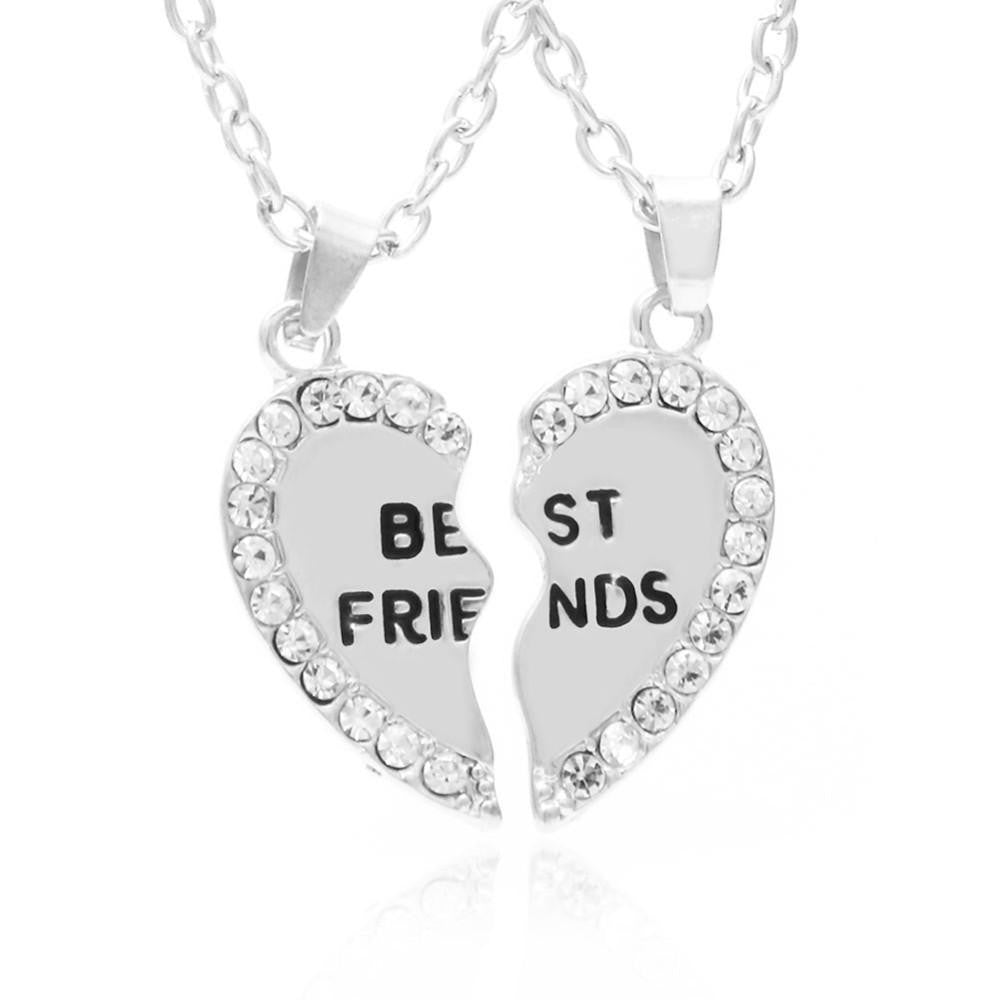 Best Friends Necklaces Lovely Rhinestone Heart Pendant Necklace