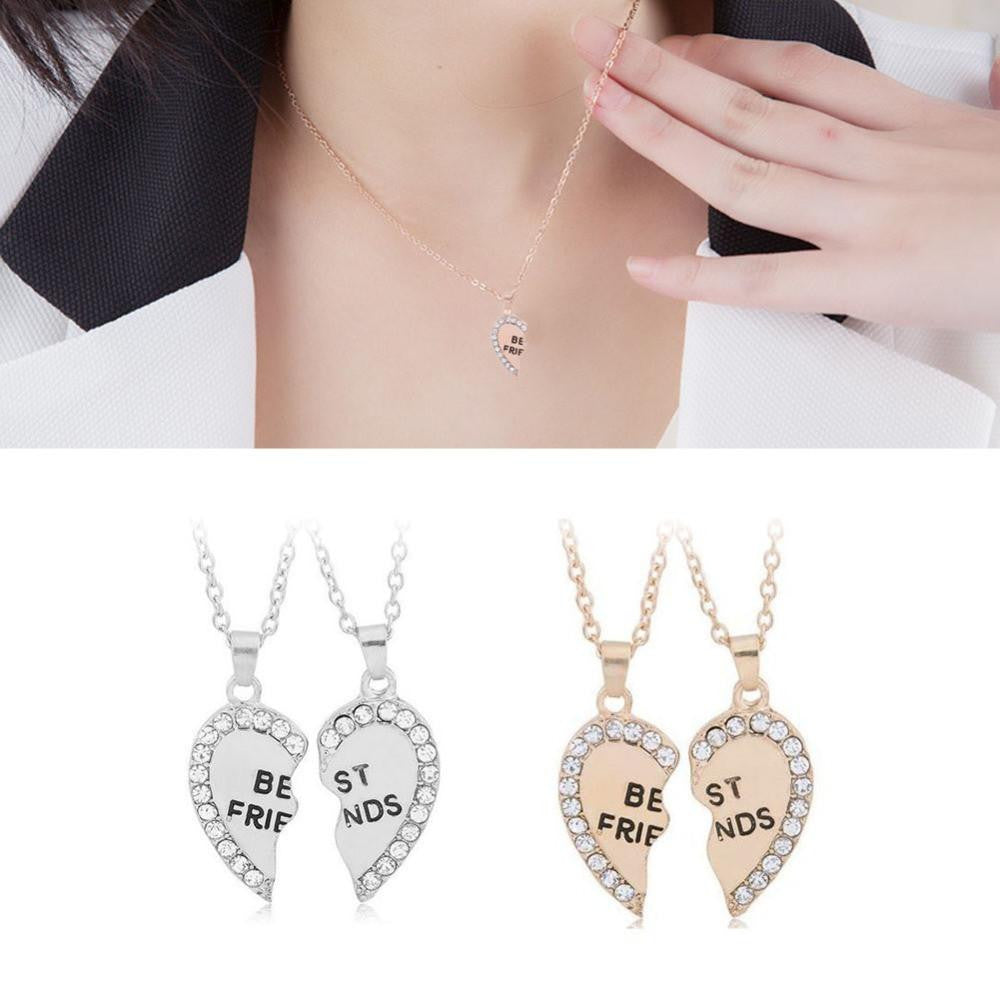 Best Friends Necklaces Lovely Rhinestone Heart Pendant Necklace