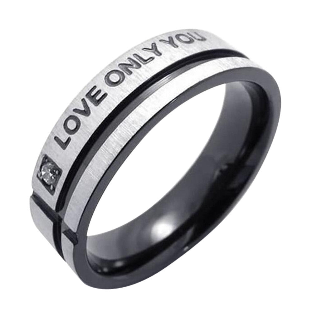 Stainless Steel LOVE ONLY YOU W. Cubic Zirconia Couple Promise Ring