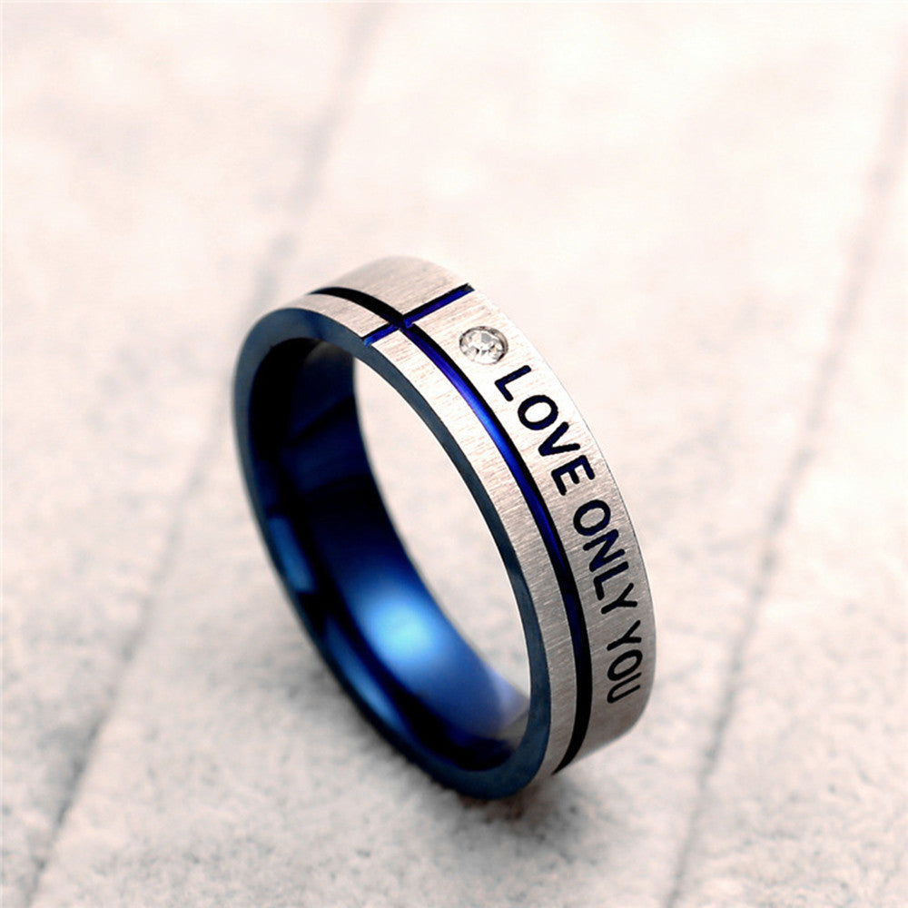 Stainless Steel LOVE ONLY YOU W. Cubic Zirconia Couple Promise Ring